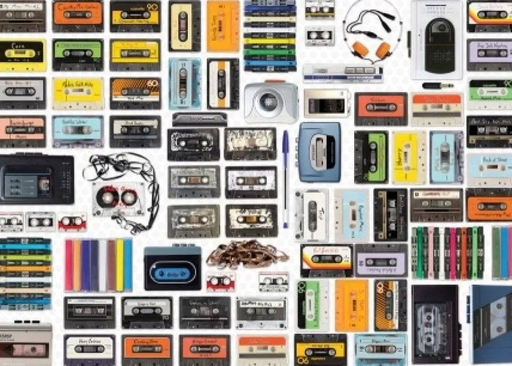 Eurographics Collage Puzzels>: Retro Cassette Player (550) Tinnen Blik