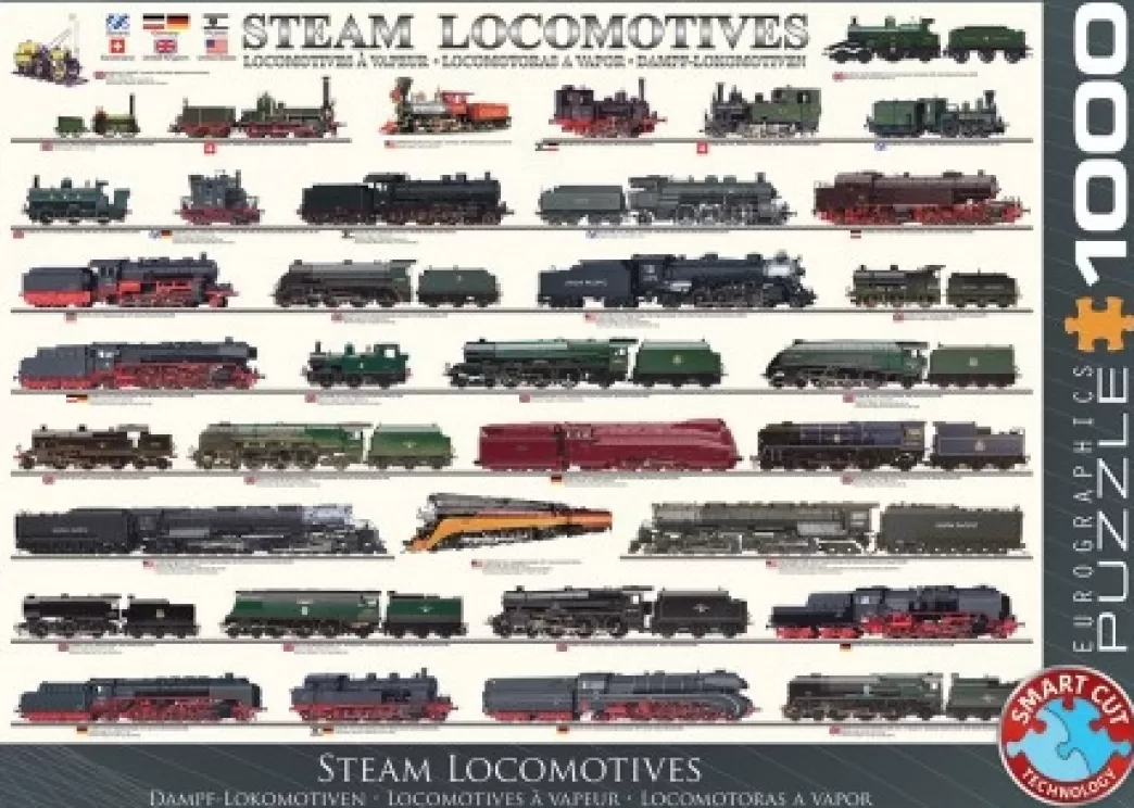 Eurographics Treinpuzzels>: Steam Locomotives (1000) Treinenpuzzel