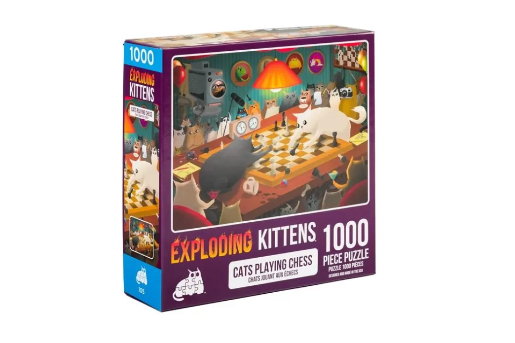 Exploding Kittens Kattenpuzzels>: Cats Playing Chess (1000) Kattenpuzzel