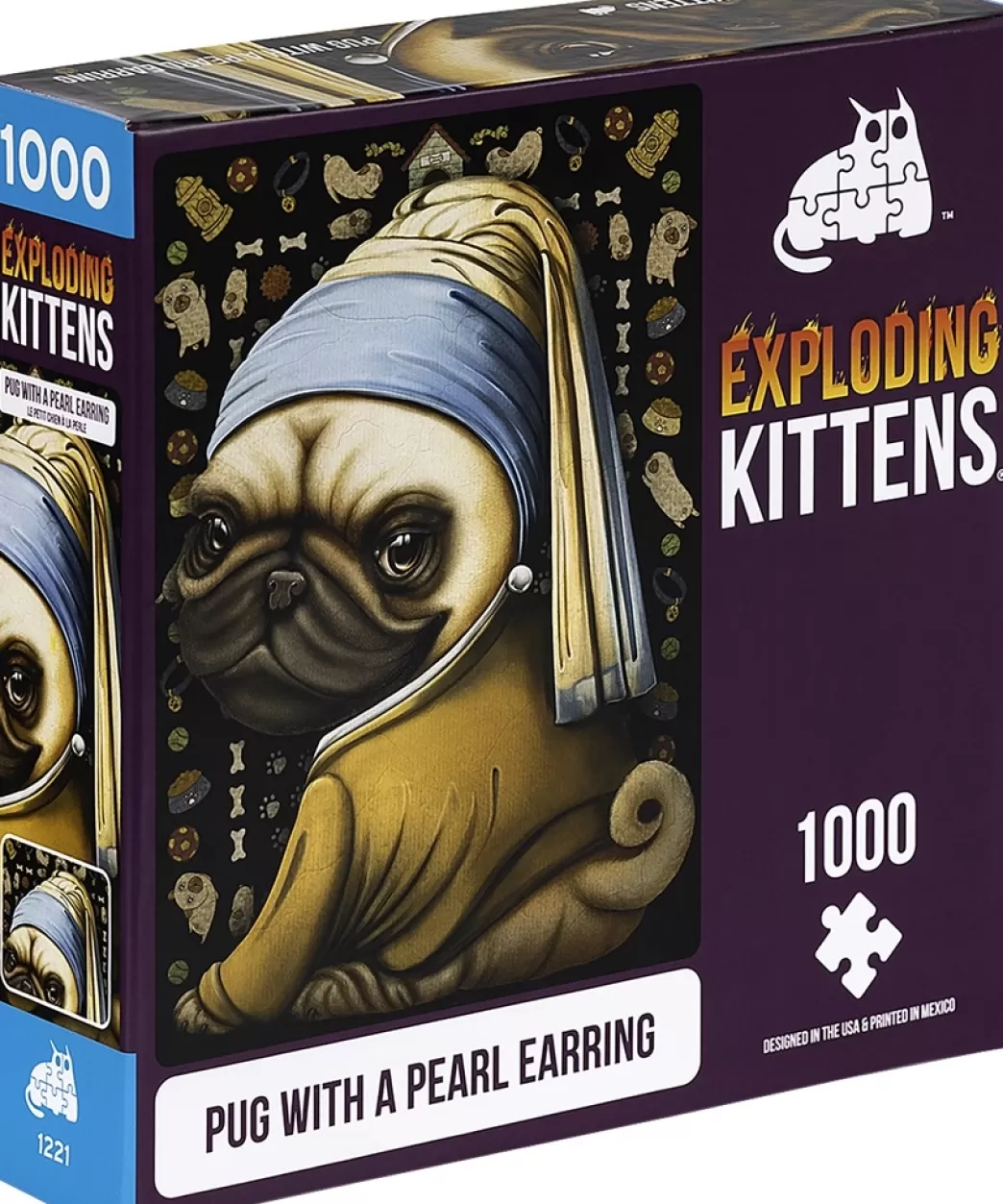 Exploding Kittens Hondenpuzzels>: Pug With A Pearl Earring (1000) Legpuzzel