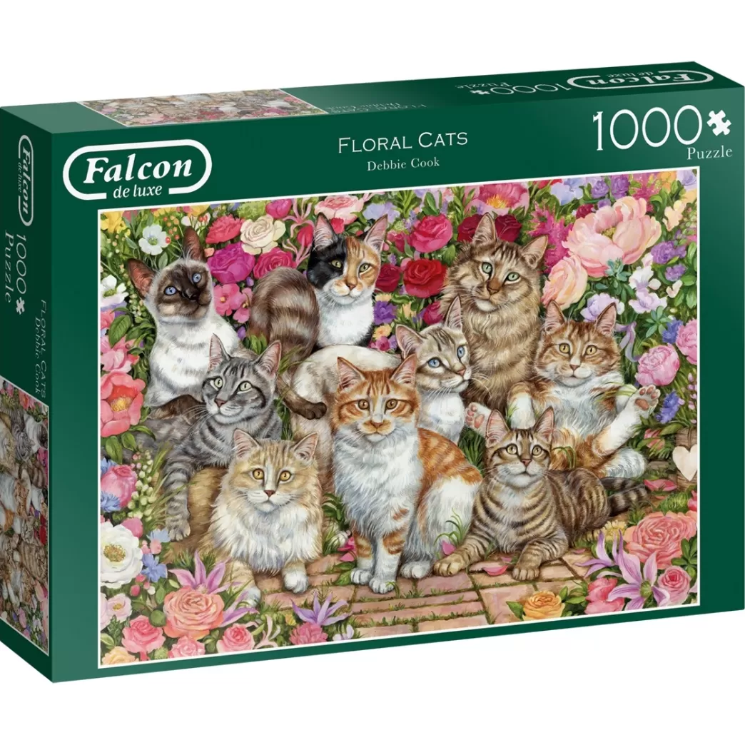 Falcon Kattenpuzzels>: Floral Cats - Debbie Cook (1000) Legpuzzel