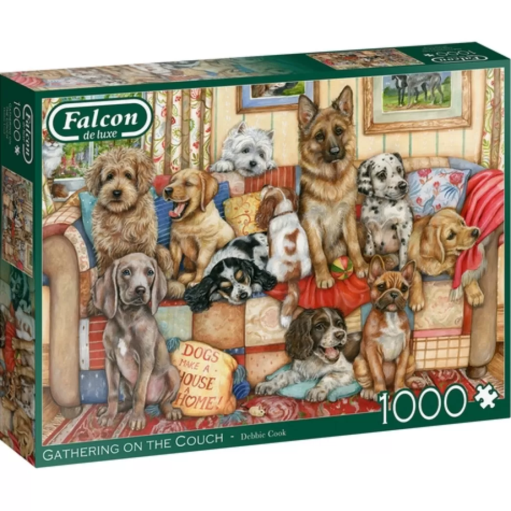 Falcon Hondenpuzzels>: Gathering On The Couch - Debbie Cook (1000) Hondenpuzzel