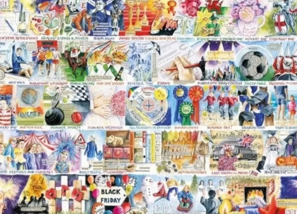 Gibsons Collage Puzzels>: A Year In Great Britain (1000) Legpuzzel
