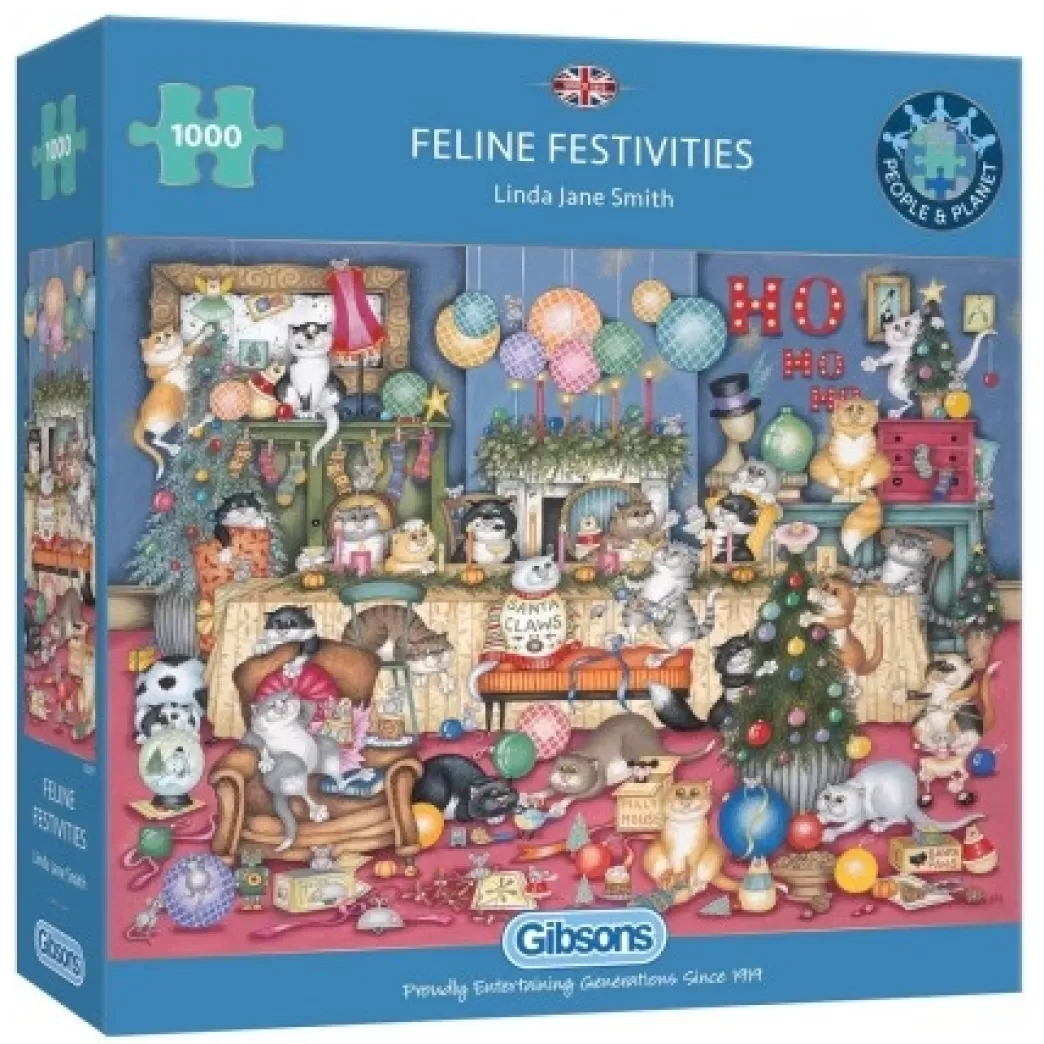 Gibsons Kattenpuzzels>: Feline Festivities (1000) Kerstpuzzel