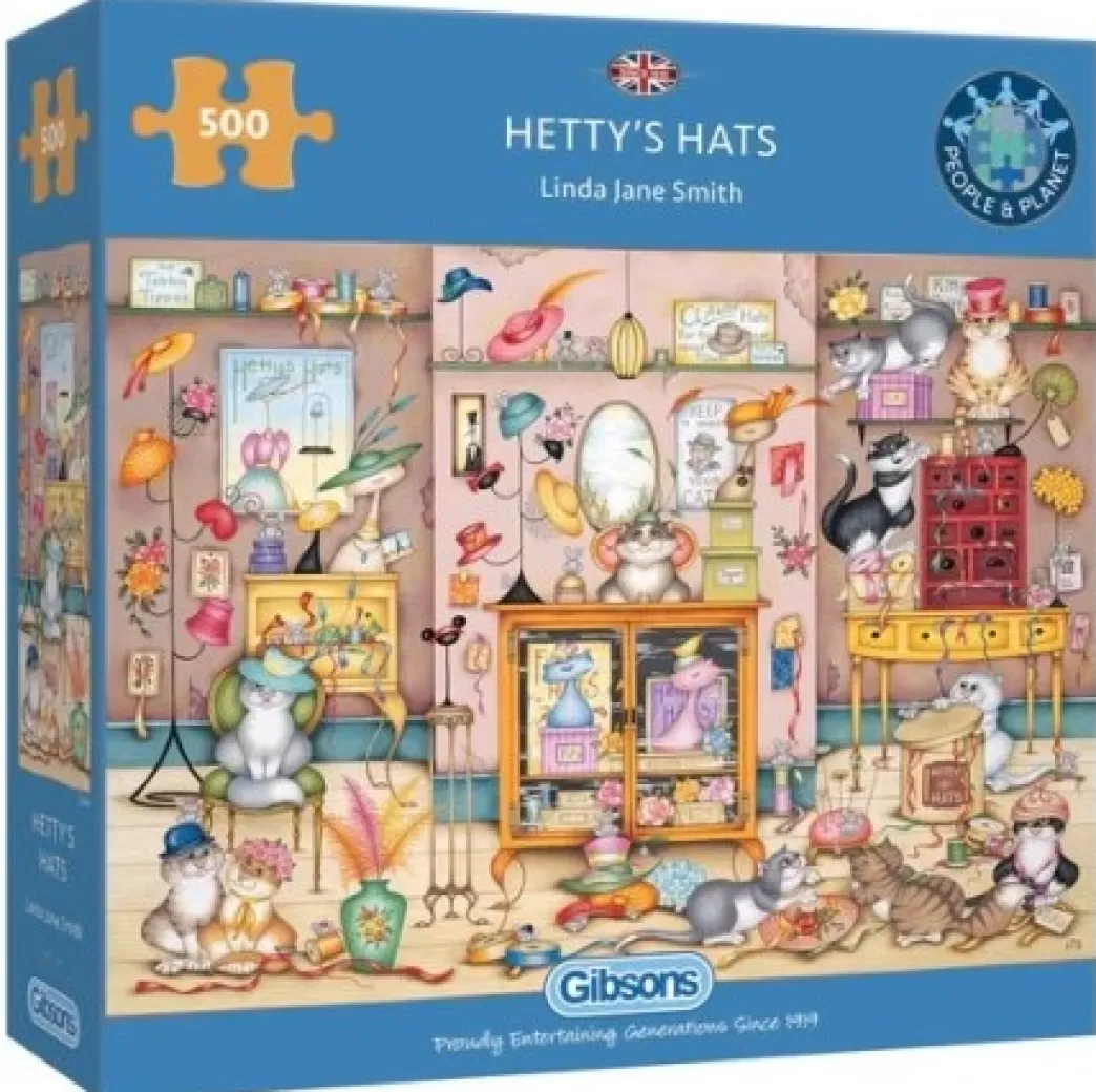 Gibsons Kattenpuzzels>: Hetty's Hats (500) Kattenpuzzel