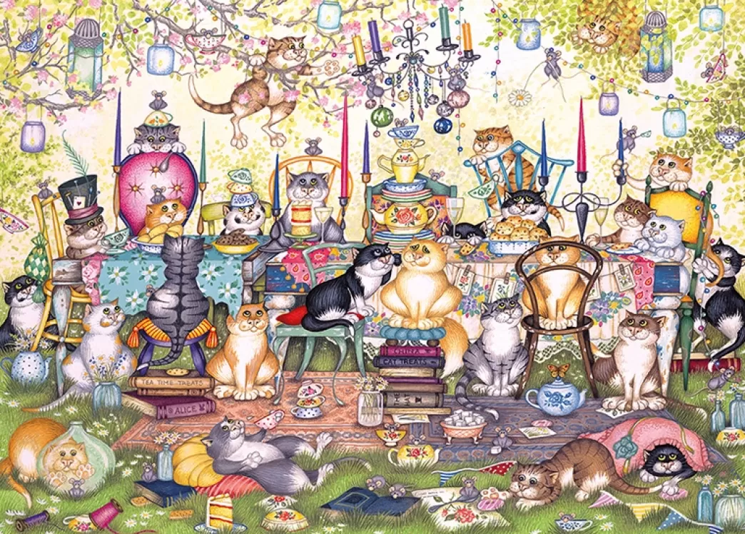 Gibsons Kattenpuzzels>: Mad Catter's Tea Party (250Xl) Legpuzzel