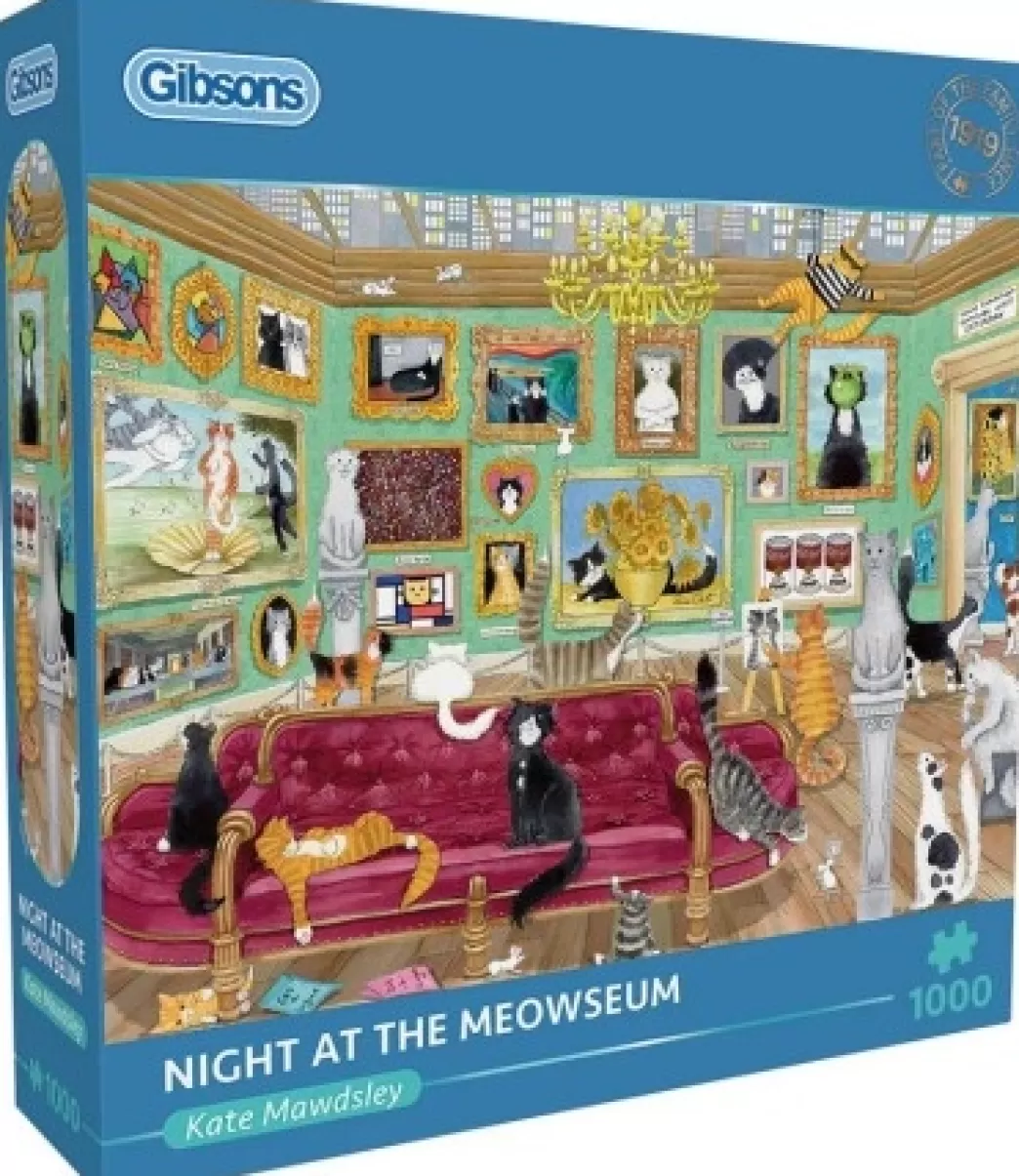 Gibsons Kattenpuzzels>: Night At The Meowseum (1000) Kattenpuzzel