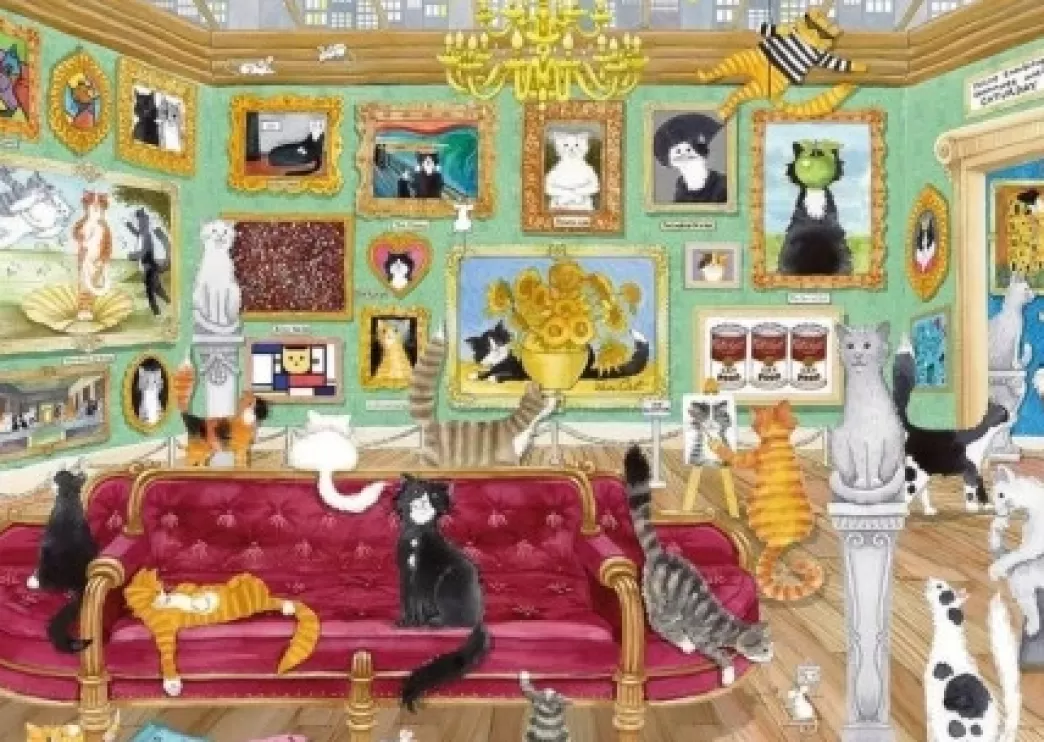 Gibsons Kattenpuzzels>: Night At The Meowseum (1000) Kattenpuzzel