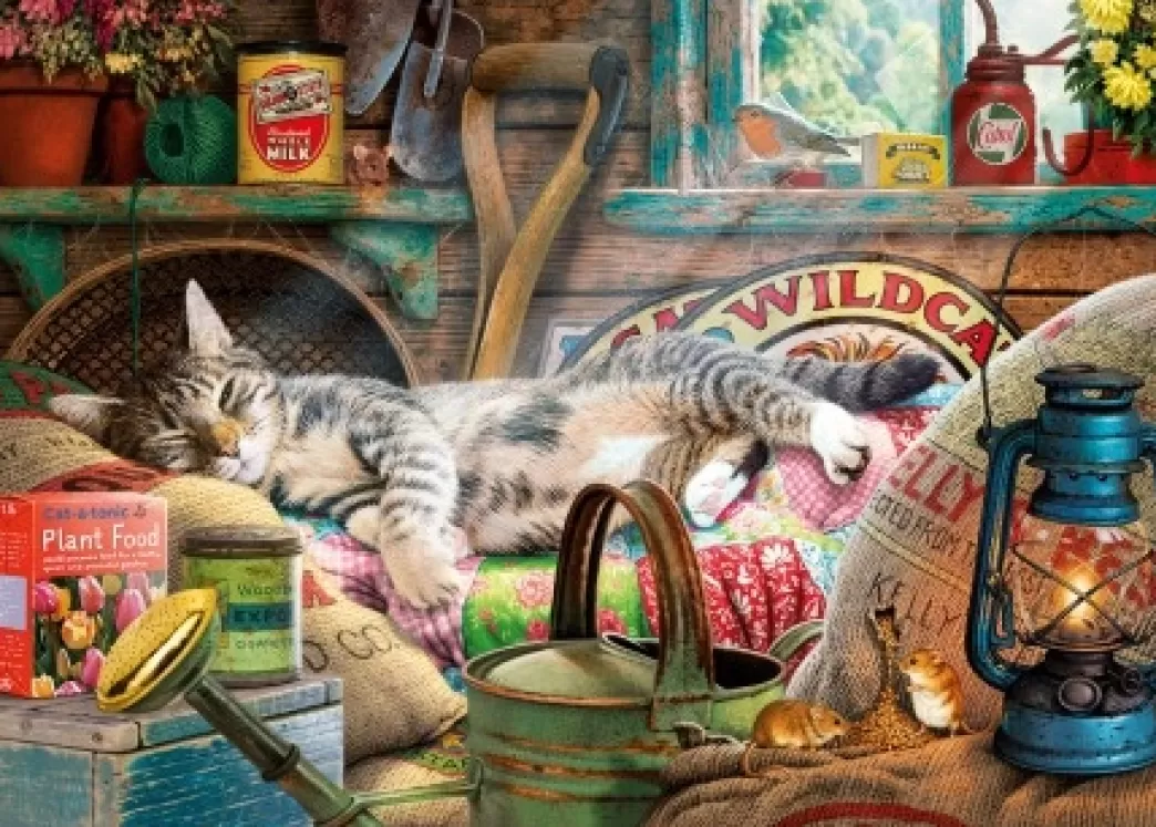 Gibsons Kattenpuzzels>: Snoozing In The Shed (1000) Legpuzzel
