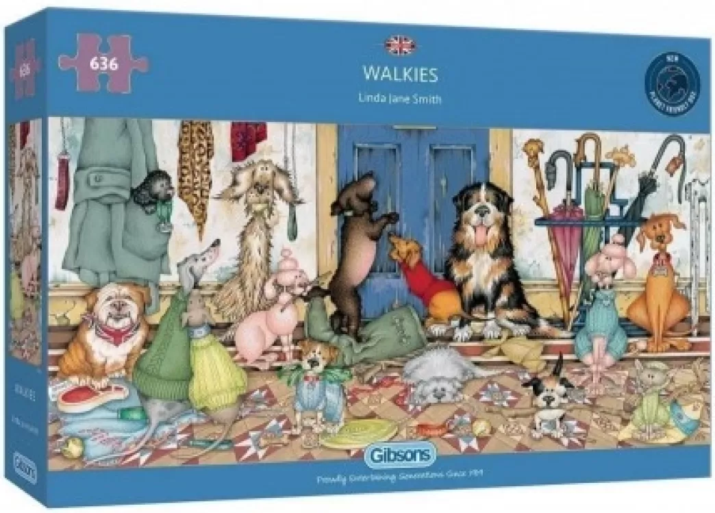 Gibsons Hondenpuzzels>: Walkies - Linda Jane Smith (636) Panoramapuzzel