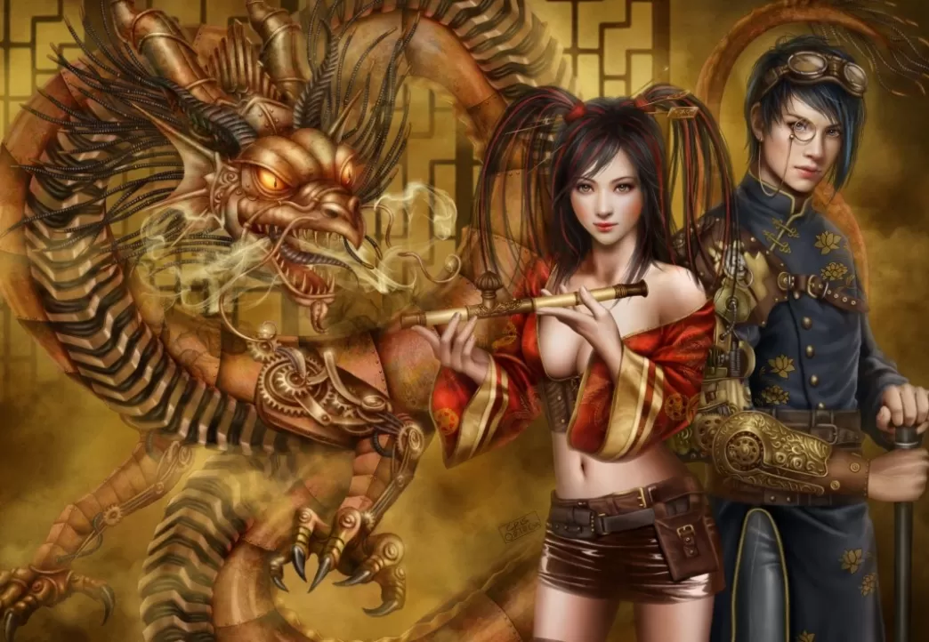 Grafika Fantasy Puzzels>: Chasing The Dragon - Cris Ortega (1000) Fantasypuzzel