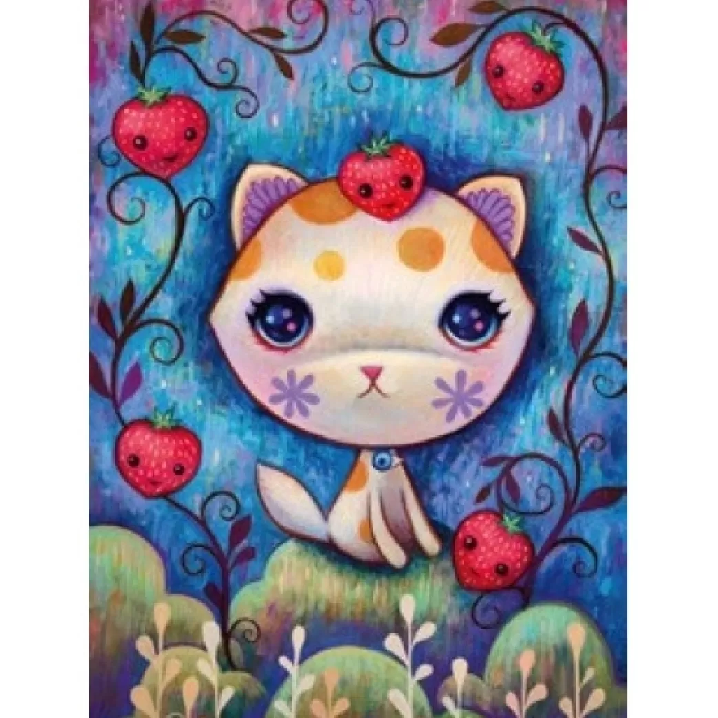 Heye Kattenpuzzels>: Dreaming - Strawberry Kitty (1000) Verticale Puzzel