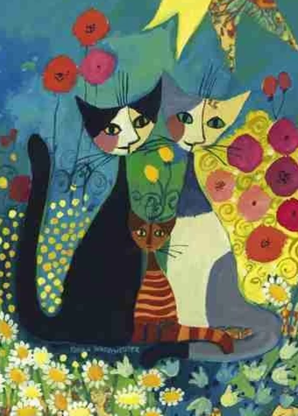 Heye Kattenpuzzels>: Wachtmeister - Flowerbed (1000) Kattenpuzzel