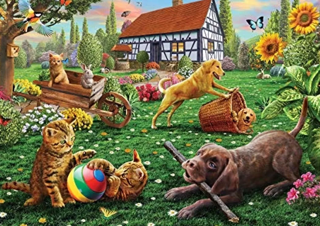 KS Games Hondenpuzzels>: Dogs And Cats At Play (500) Legpuzzel