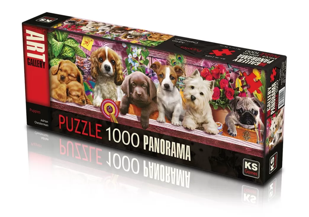 KS Games Hondenpuzzels>: Puppies - Adrian Chesterman (1000) Panoramapuzzel