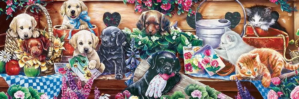 Master Pieces Hondenpuzzels>: Flower Box Playground (1000) Panoramapuzzel