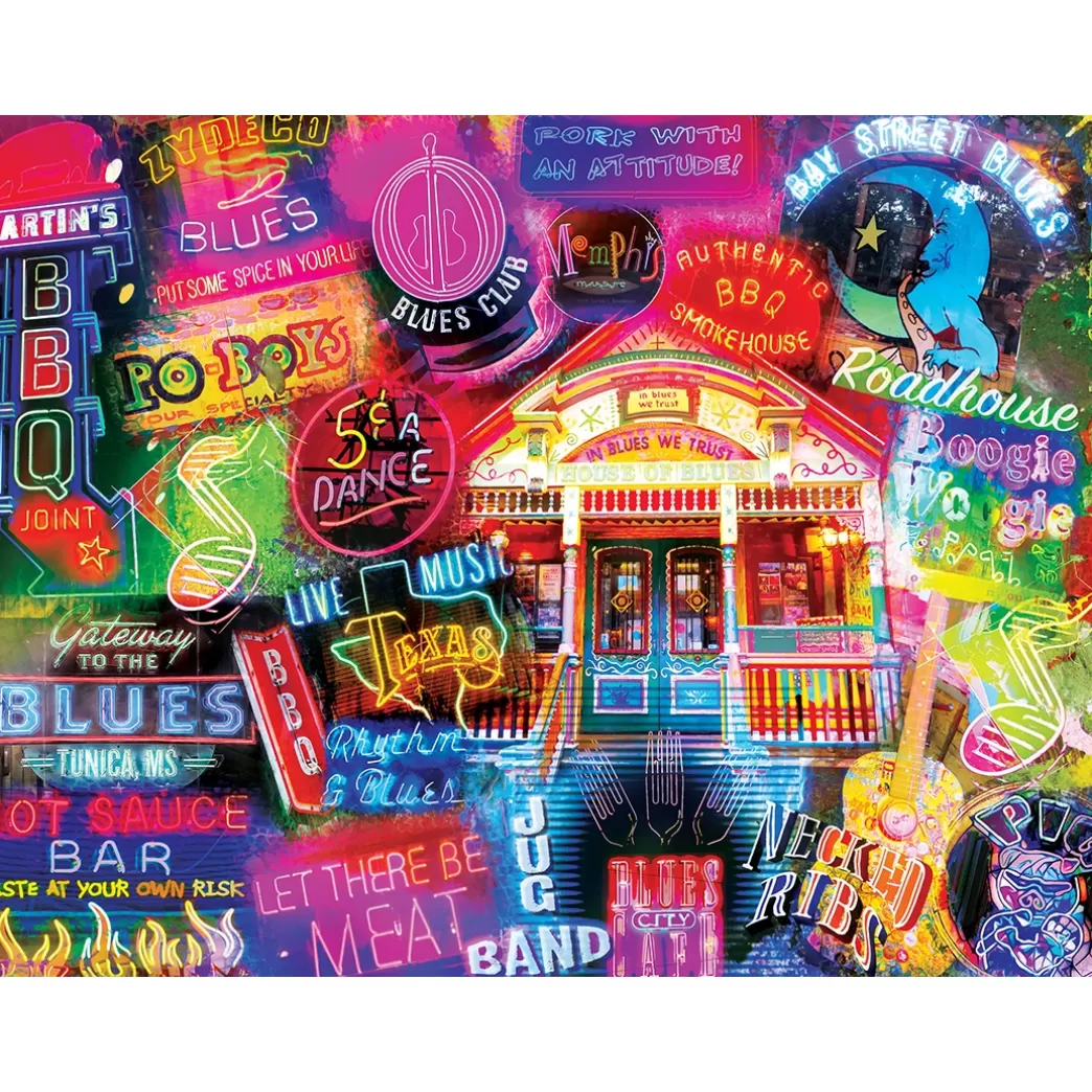 Master Pieces Collage Puzzels>: Good Eats - Bbq & Blues (550) Legpuzzel