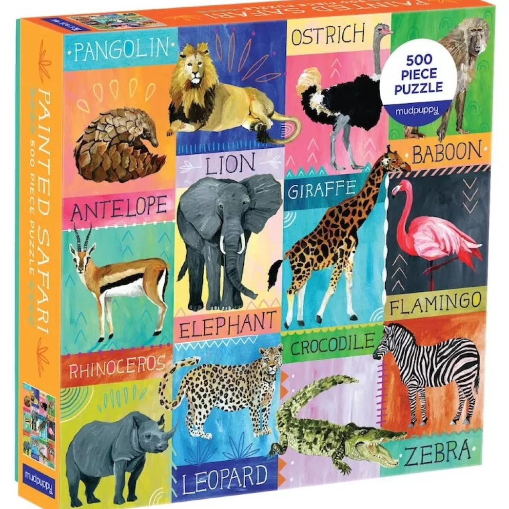 Mudpuppy Collage Puzzels>: Painted Safari (500) Legpuzzel