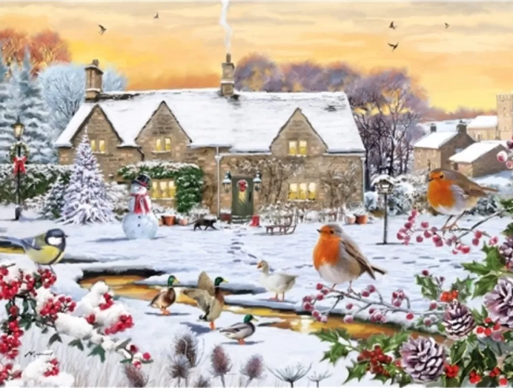 Otter House Vogelpuzzels>: Country Garden (1000) Winterpuzzel