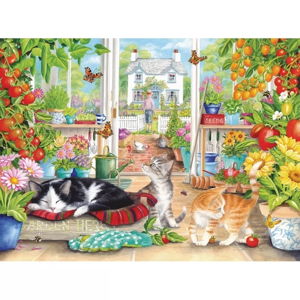 Otter House Kattenpuzzels>: Greenhouse Cats (1000) Kattenpuzzel