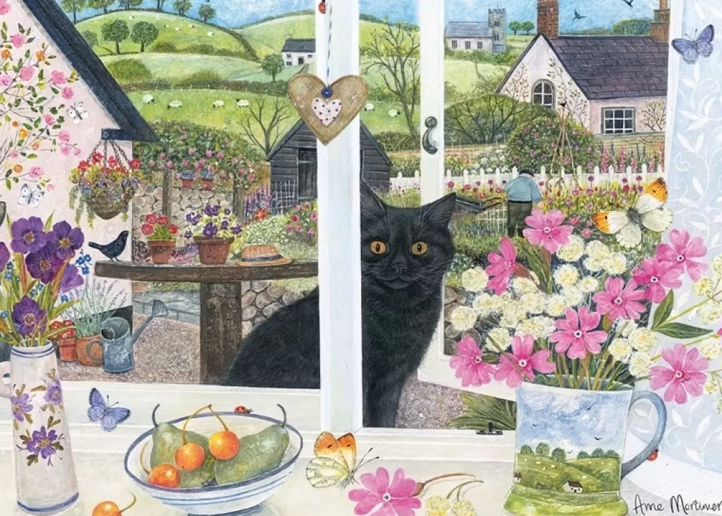 Otter House Kattenpuzzels>: Peeping Through The Window (1000) Legpuzzel