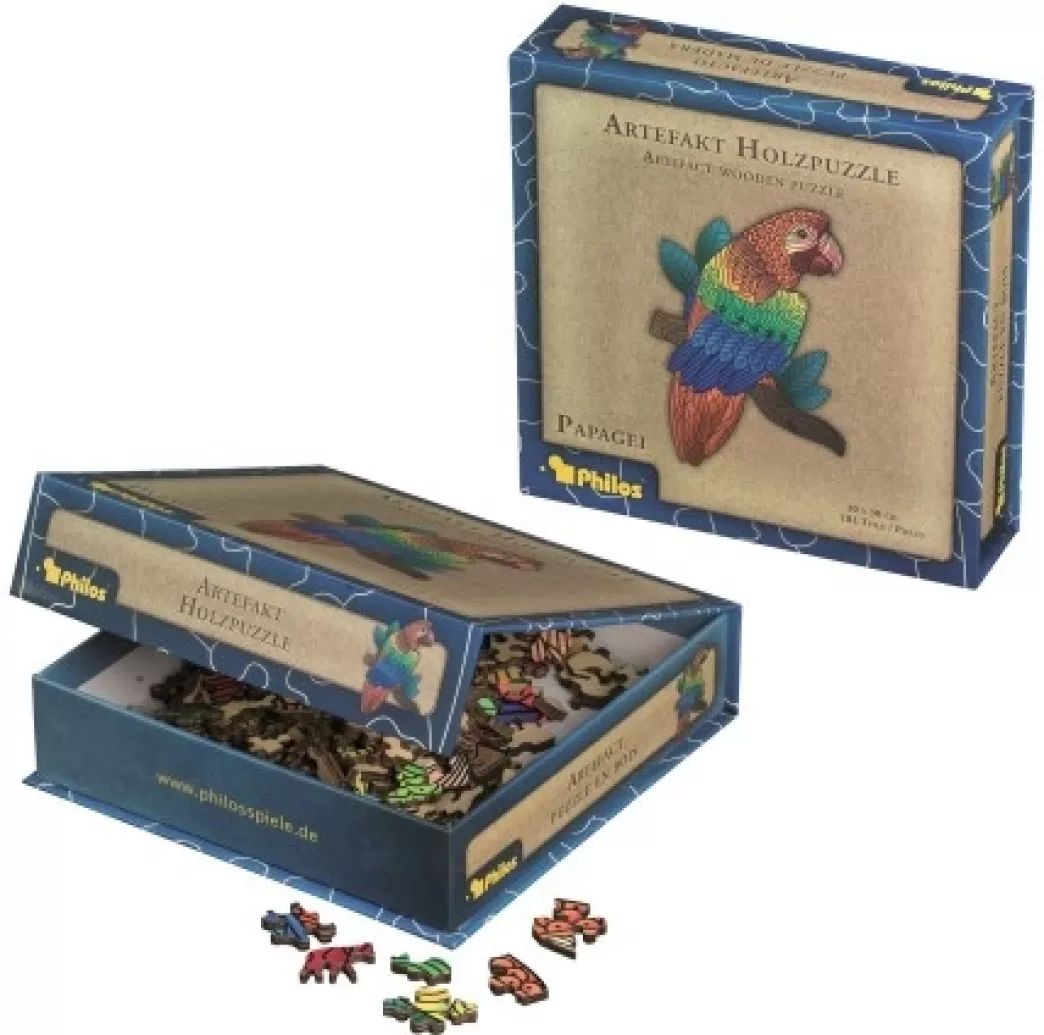Philos Vogelpuzzels>: Artefakt Papegaai (181) Houten Puzzel