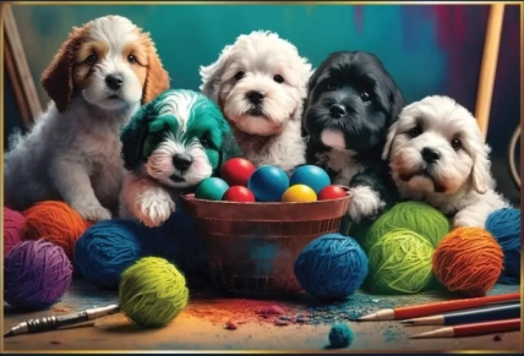 Piece of Mind Hondenpuzzels>: Artistieke Puppies (1000) Hondenpuzzel