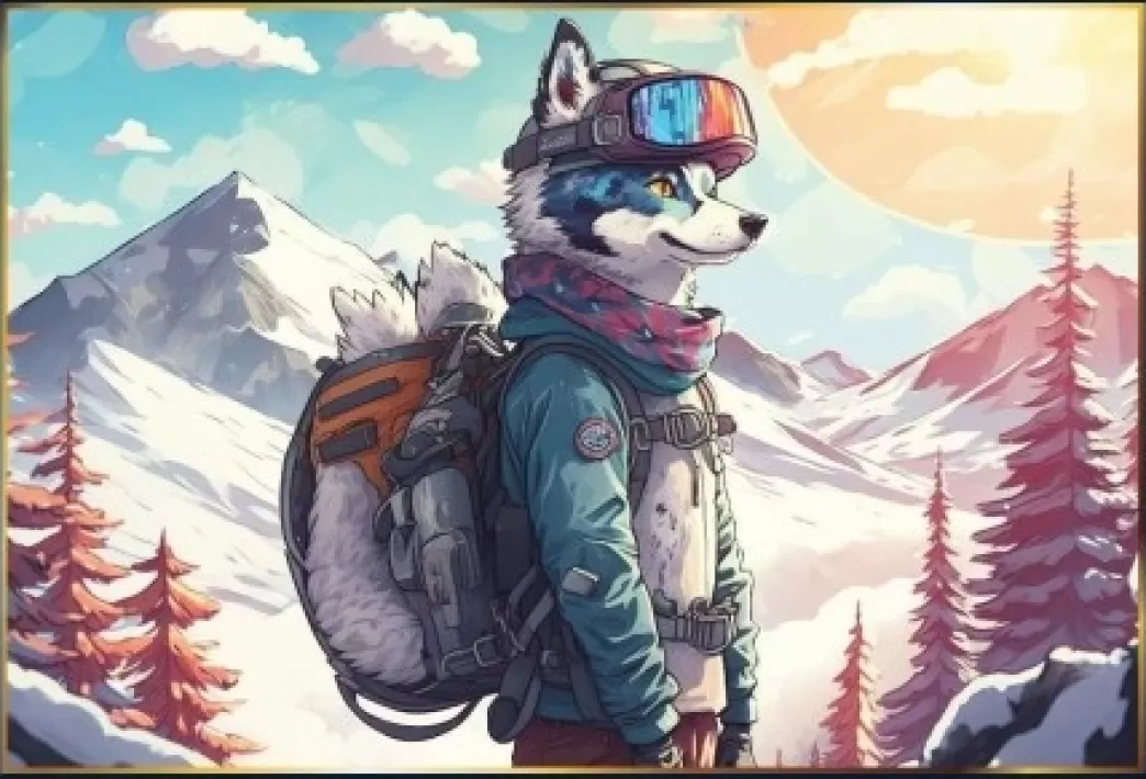 Piece of Mind Hondenpuzzels>: Husky Snowboarder (1000) Hondenpuzzel