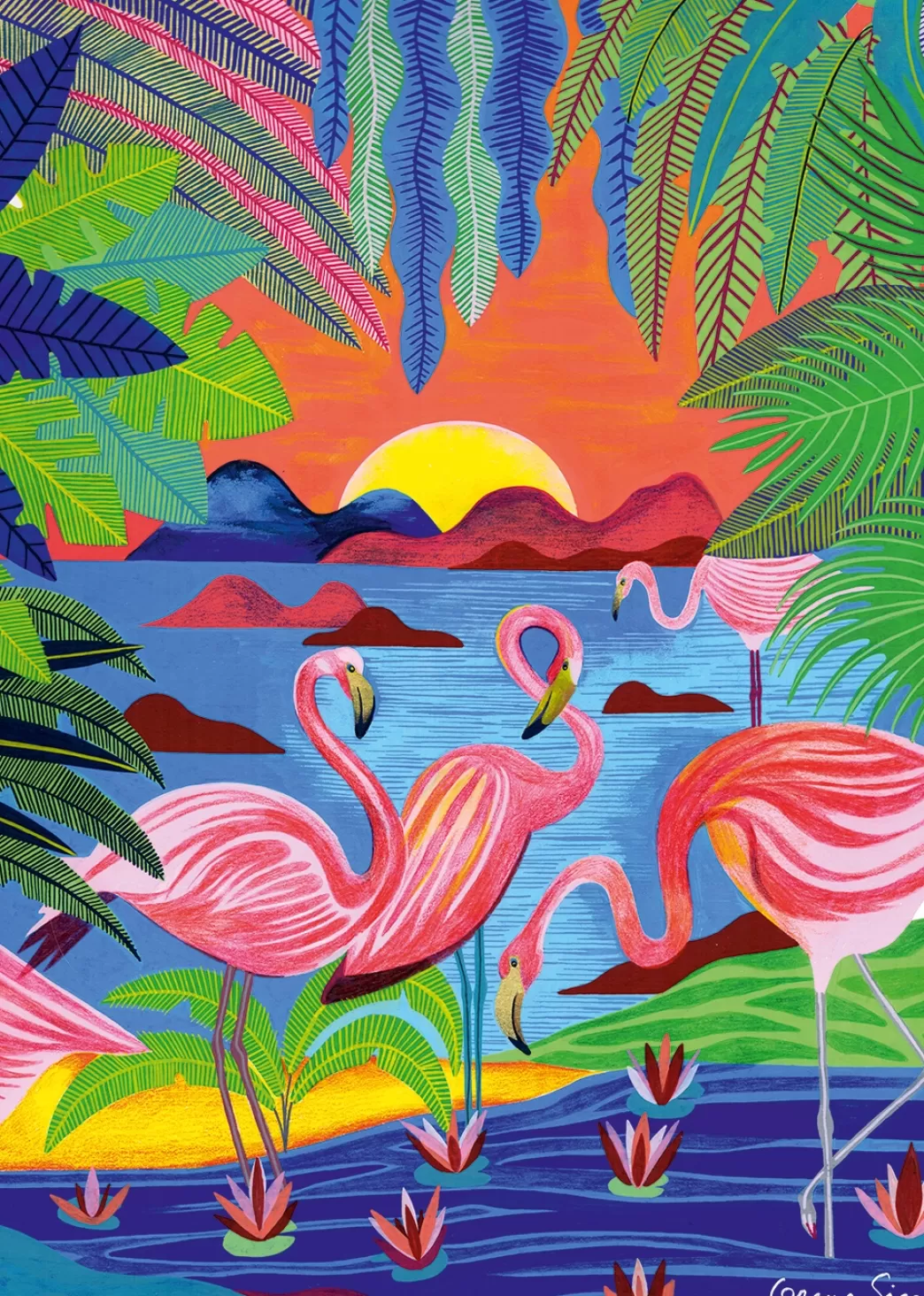 Pieces & Peace Vogelpuzzels>: Flamants Roses (1000) Verticale Puzzel