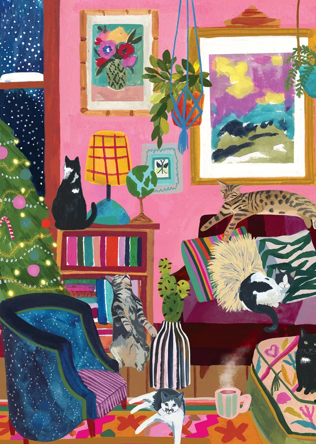 Pieces & Peace Kattenpuzzels>Pieces And Peace: Cozy Cats (1000) Verticale Puzzel