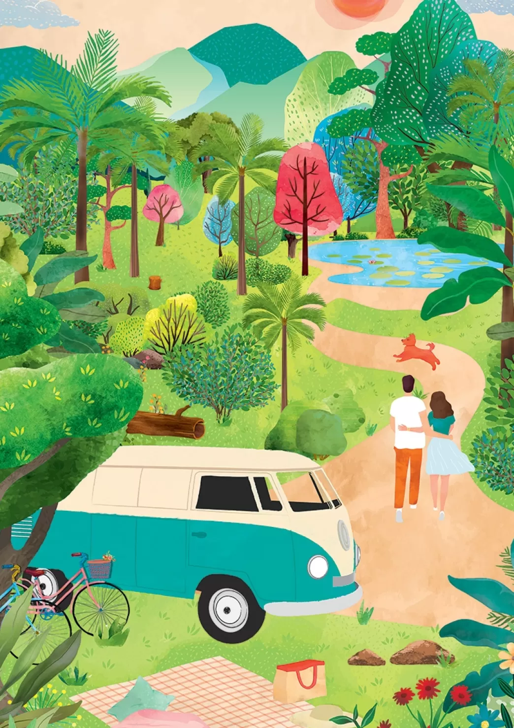 Pieces & Peace Volkswagen Puzzels>Pieces And Peace: Summer Trip (1000) Verticale Puzzel