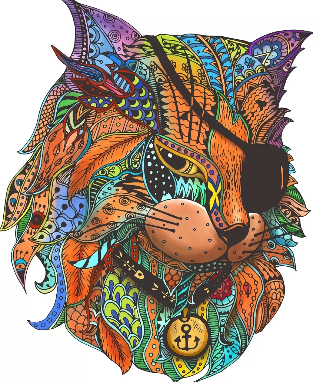 Eureka Kattenpuzzels>Rainbowooden Puzzles: Pirate Cat (116) Houten Legpuzzel
