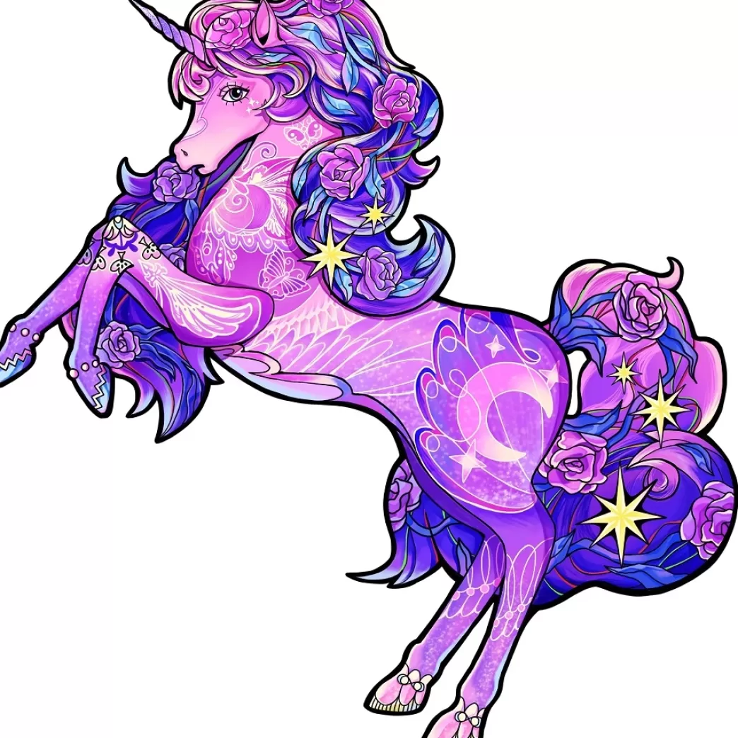 Eureka Fantasy Puzzels>Rainbowooden Puzzles: Unicorn (110) Houten Legpuzzel