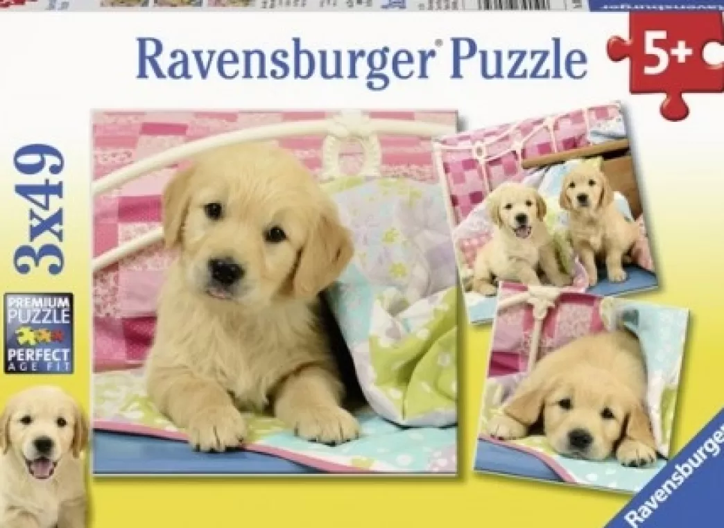 Ravensburger Hondenpuzzels>: Knuffelhondjes (3X49) Kinderpuzzels