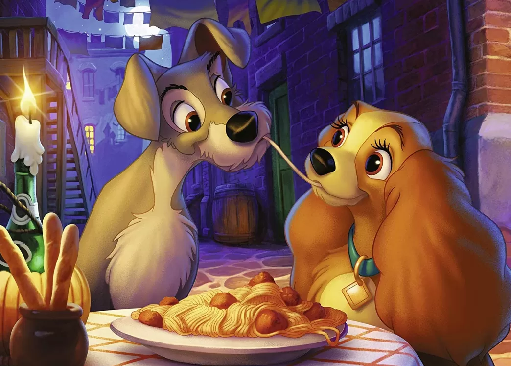 Ravensburger Hondenpuzzels>: Lady En De Vagebond (1000) Disneypuzzel