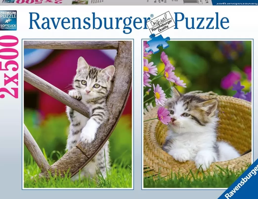 Ravensburger Kattenpuzzels>: Speelse Katjes (2X500) Kattenpuzzels