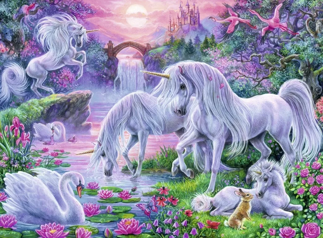 Ravensburger Fantasy Puzzels>: Unicorns In The Sunset Glow (150Xxl) Kinderpuzzel