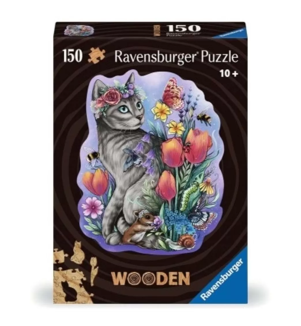 Ravensburger Kattenpuzzels>: Wooden Puzzle - Lovely Cat (150) Houten Puzzel
