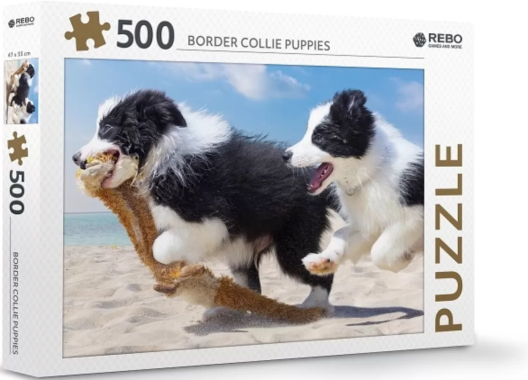 Rebo Games and More Hondenpuzzels>Rebo: Border Collie Puppies (500) Hondenpuzzel