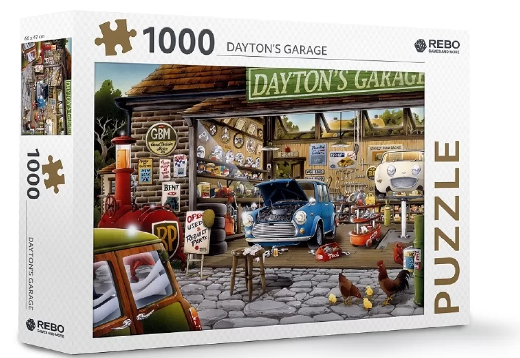 Rebo Games and More Autopuzzels>Rebo: Dayton's Garage (1000) Legpuzzel