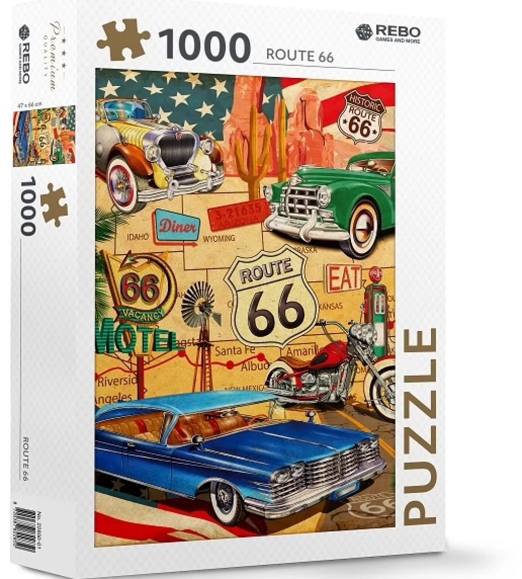 Rebo Games and More Autopuzzels>Rebo: Route 66 (1000) Verticale Puzzel