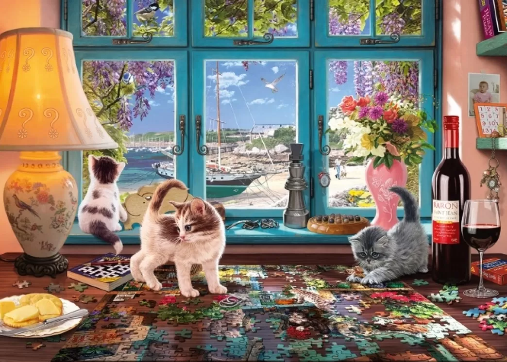 Schmidt Kattenpuzzels>: Aan De Puzzeltafel (1000) Kattenpuzzel