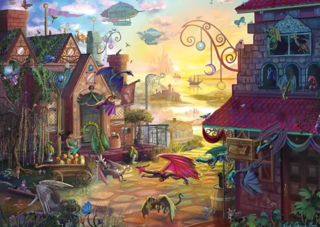Schmidt Fantasy Puzzels>: Rose Cat Khan - Drakenpost (1000) Fantasypuzzel