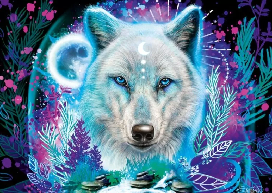 Schmidt Wolvenpuzzels>: Sheena Pika - Neon Arctic Wolf (1000) Legpuzzel