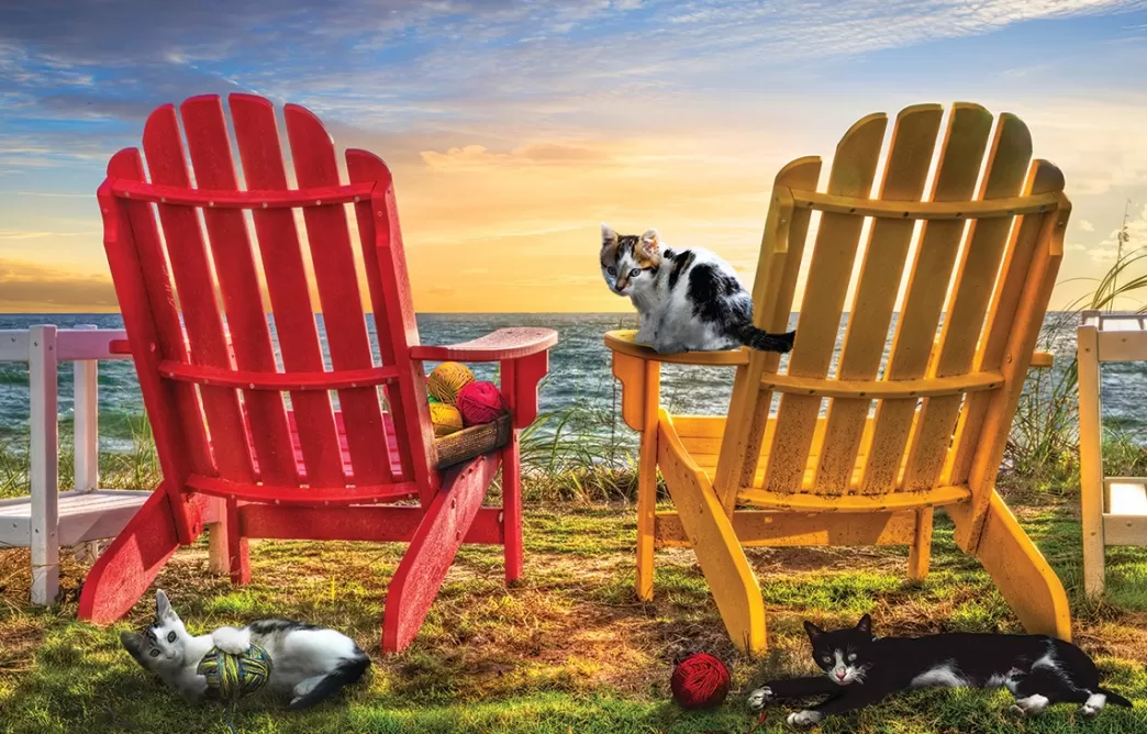 SunsOut Kattenpuzzels>: Cat Nap At The Beach (1000) Kattenpuzzel