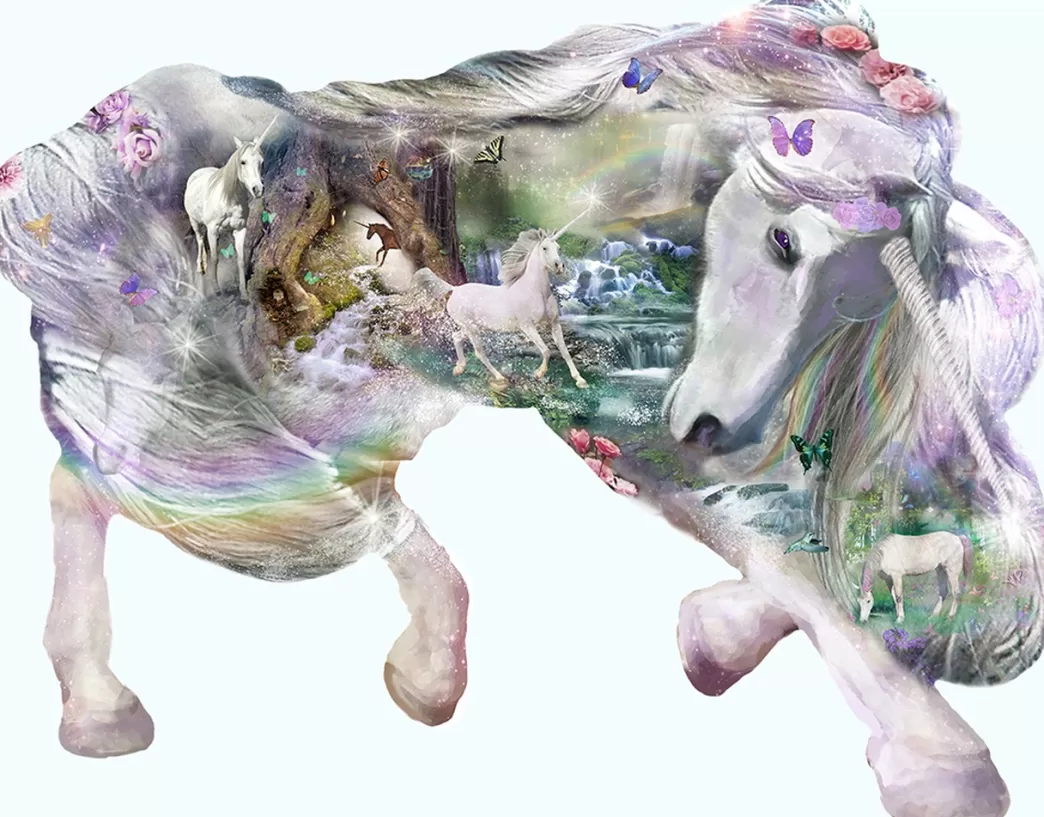 SunsOut Fantasy Puzzels>: Fantasy Unicorn (1000Xl) Shaped Puzzel