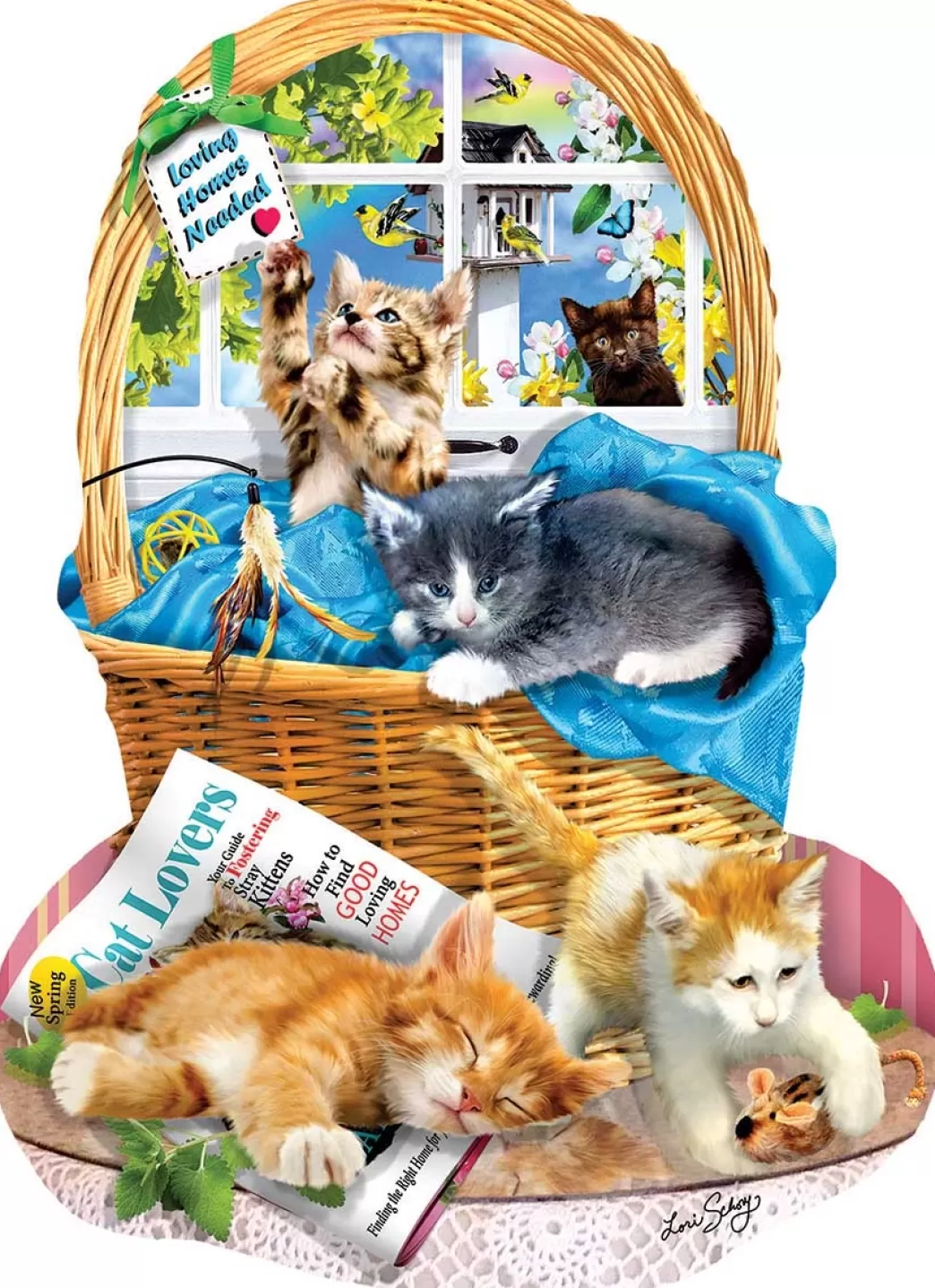 SunsOut Kattenpuzzels>: Free Kitties (1000) Shaped Puzzel