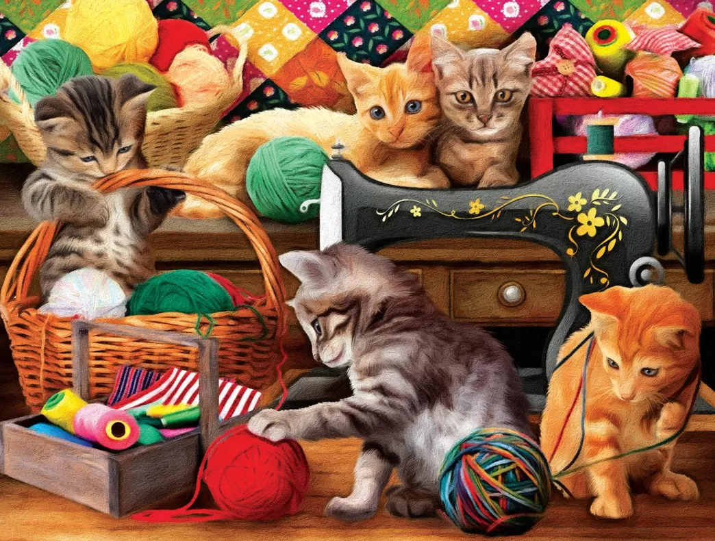SunsOut Kattenpuzzels>: Fun In The Craft Room (1000) Kattenpuzzel