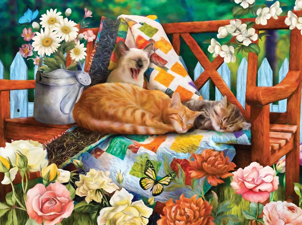 SunsOut Kattenpuzzels>: Garden Cats (1000) Kattenpuzzel