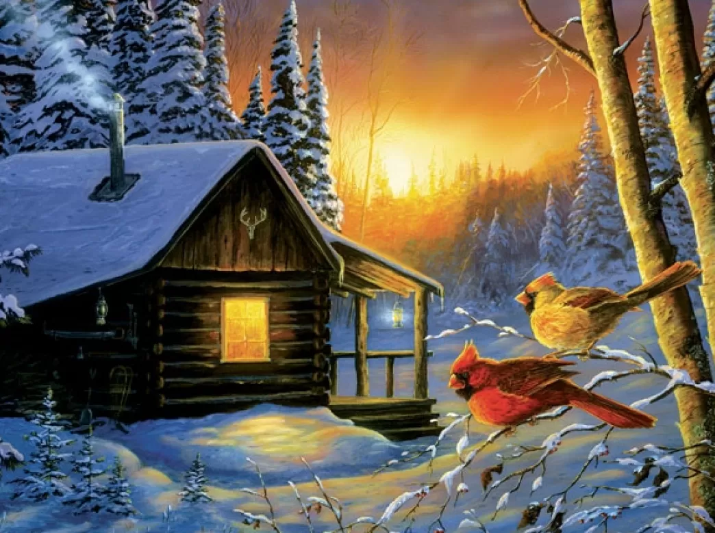 SunsOut Vogelpuzzels>: Golden Frost (1000) Winterpuzzel